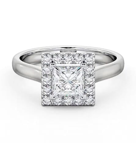 Halo Princess Diamond Simplistic Style Engagement Ring Platinum ENPR21_WG_THUMB2 