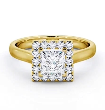 Halo Princess Diamond Simplistic Style Engagement Ring 9K Yellow Gold ENPR21_YG_THUMB1