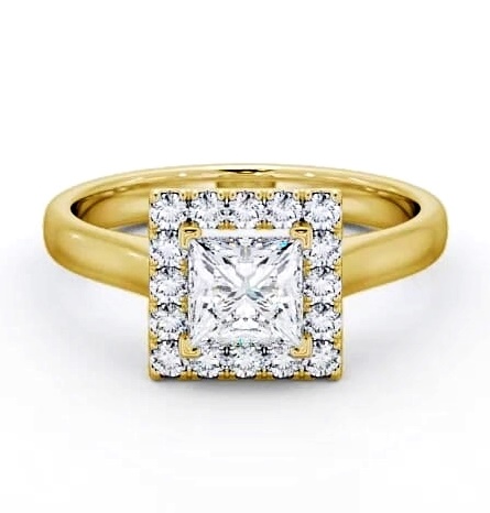 Halo Princess Diamond Simplistic Style Engagement Ring 18K Yellow Gold ENPR21_YG_THUMB2 