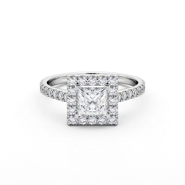 Halo Princess Diamond Engagement Ring Palladium - Solange ENPR22_WG_HAND
