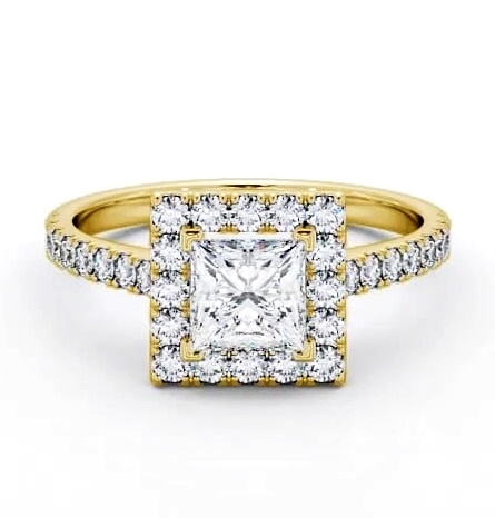 Halo Princess Diamond Majestic Engagement Ring 9K Yellow Gold ENPR22_YG_THUMB1