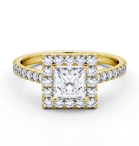Halo Princess Diamond Majestic Engagement Ring 18K Yellow Gold ENPR22_YG_THUMB2 