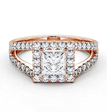 Halo Princess Diamond Split Band Engagement Ring 18K Rose Gold ENPR23_RG_THUMB2 