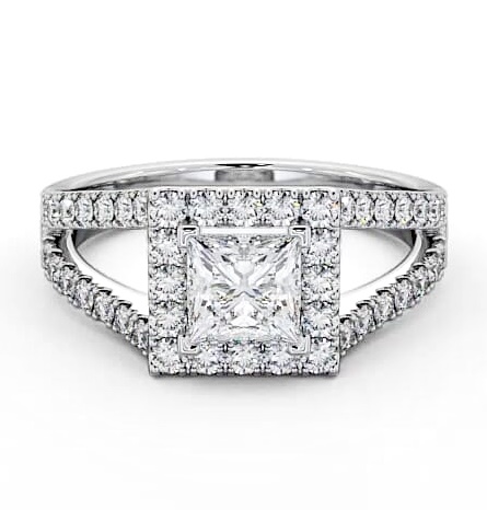 Halo Princess Diamond Split Band Engagement Ring Palladium ENPR23_WG_THUMB1