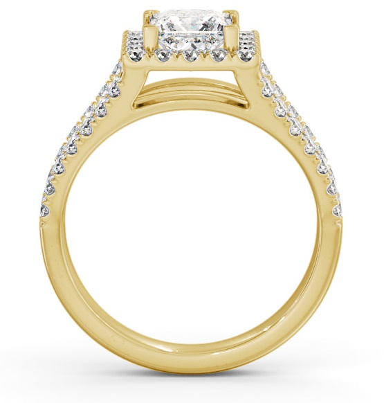 Halo Princess Diamond Split Band Engagement Ring 18K Yellow Gold ENPR23_YG_THUMB1 