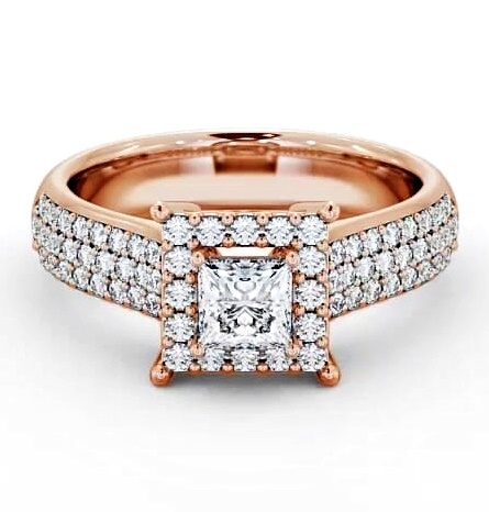 Halo Princess Diamond Regal Style Engagement Ring 9K Rose Gold ENPR25_RG_THUMB1