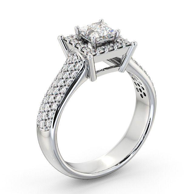 Halo Princess Diamond Engagement Ring Platinum - Tinley ENPR25_WG_HAND