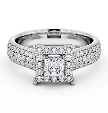 Halo Princess Diamond Regal Style Engagement Ring Platinum ENPR25_WG_THUMB2 
