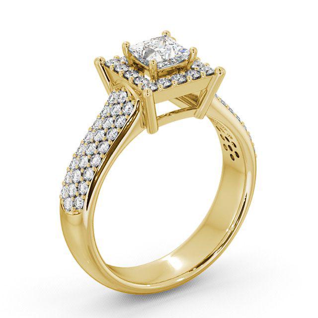 Halo Princess Diamond Engagement Ring 9K Yellow Gold - Tinley ENPR25_YG_HAND