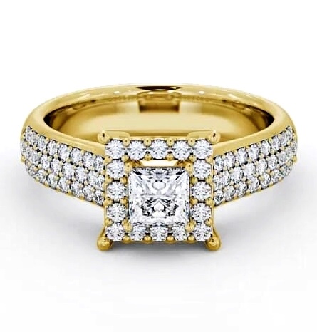 Halo Princess Diamond Regal Style Engagement Ring 9K Yellow Gold ENPR25_YG_THUMB2 