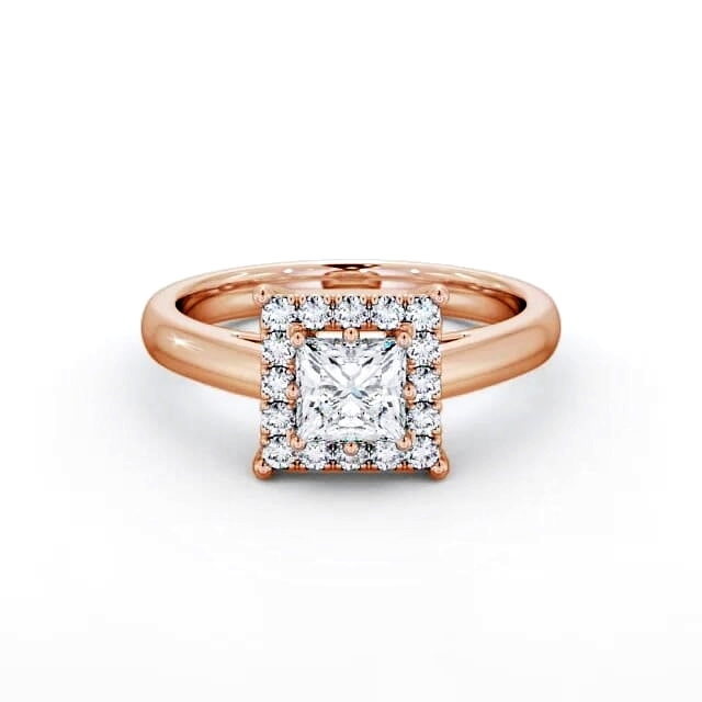 Halo Princess Diamond Engagement Ring 18K Rose Gold - Chesney ENPR26_RG_HAND
