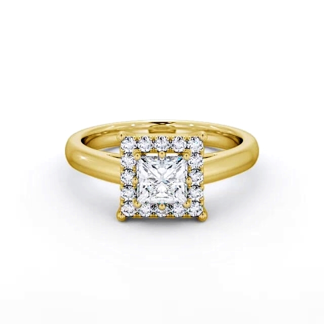Halo Princess Diamond Engagement Ring 18K Yellow Gold - Chesney ENPR26_YG_HAND