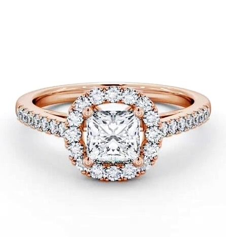 Halo Princess Diamond Round Cluster Engagement Ring 18K Rose Gold ENPR27_RG_THUMB2 