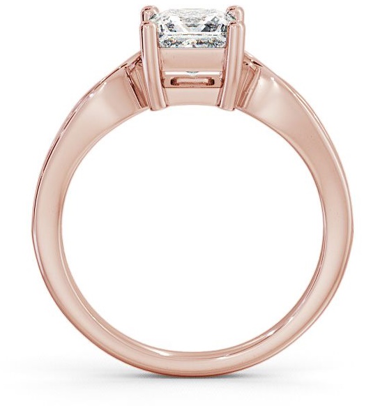 Princess Diamond Box Setting Engagement Ring 9K Rose Gold Solitaire with Channel Set Side Stones ENPR28_RG_THUMB1