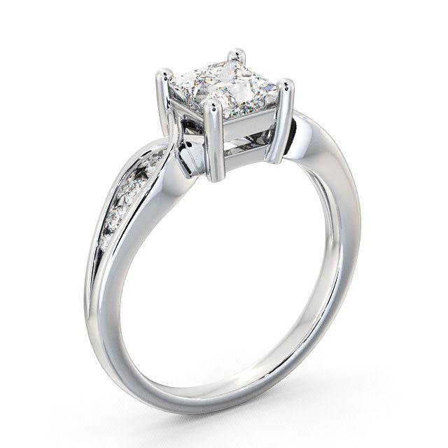 Princess Diamond Engagement Ring Platinum Solitaire With Side Stones - Taliyah ENPR28_WG_HAND
