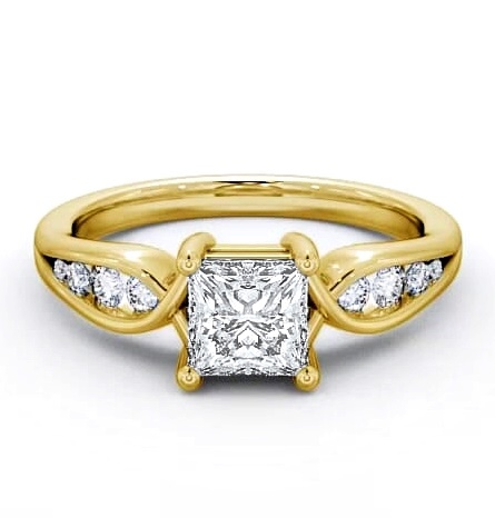 Princess Diamond Box Setting Engagement Ring 18K Yellow Gold Solitaire ENPR28_YG_THUMB1