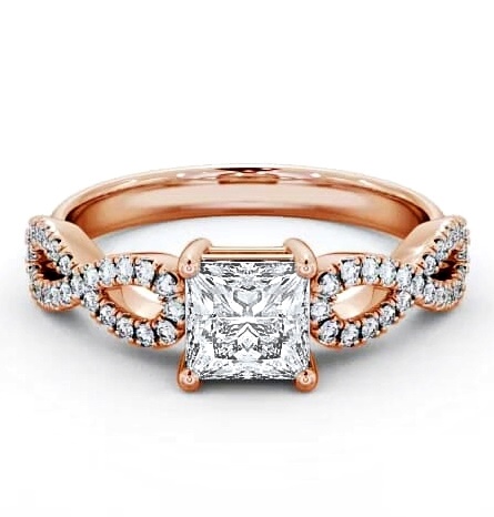 Princess Diamond Infinity Style Band Ring 9K Rose Gold Solitaire ENPR29_RG_THUMB1