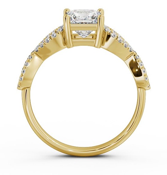 Princess Diamond Infinity Style Band Engagement Ring 18K Yellow Gold Solitaire with Channel Set Side Stones ENPR29_YG_THUMB1