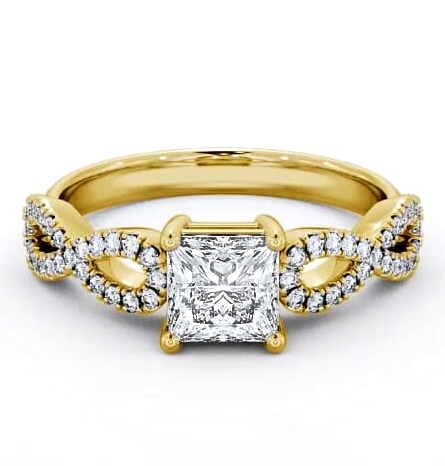 Princess Diamond Infinity Style Band Ring 18K Yellow Gold Solitaire ENPR29_YG_THUMB2 