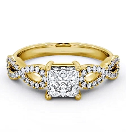 Princess Diamond Infinity Style Band Ring 18K Yellow Gold Solitaire ENPR29_YG_THUMB2 