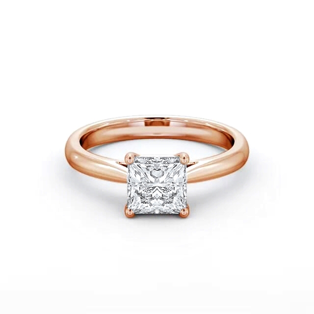 Princess Diamond Engagement Ring 9K Rose Gold Solitaire - Vivian ENPR2_RG_HAND