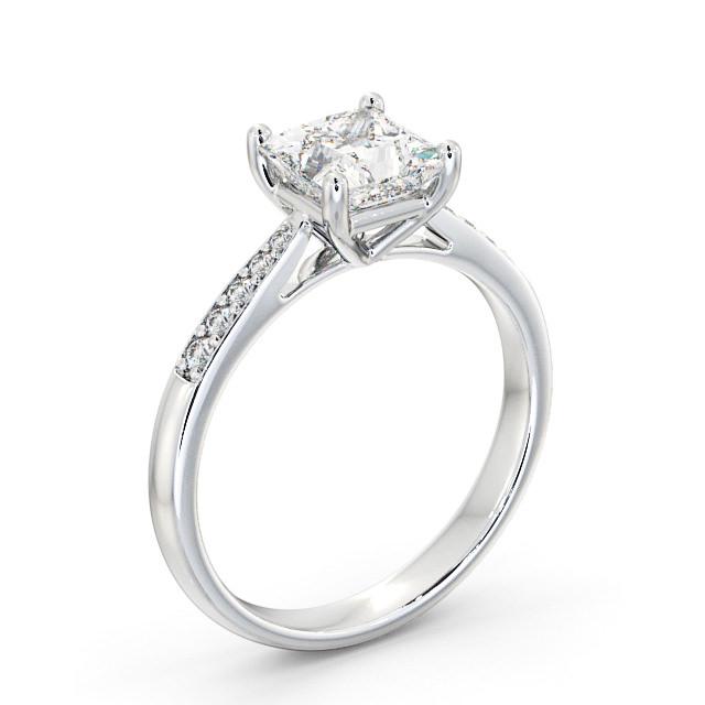 Princess Diamond Engagement Ring 9K White Gold Solitaire With Side Stones - Nandi ENPR2S_WG_HAND