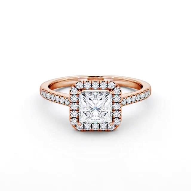 Halo Princess Diamond Engagement Ring 9K Rose Gold - Beckett ENPR30_RG_HAND