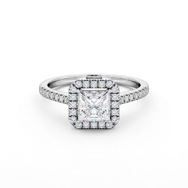 Halo Princess Diamond Engagement Ring 18K White Gold - Beckett ENPR30_WG_HAND