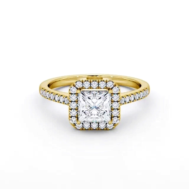 Halo Princess Diamond Engagement Ring 18K Yellow Gold - Beckett ENPR30_YG_HAND