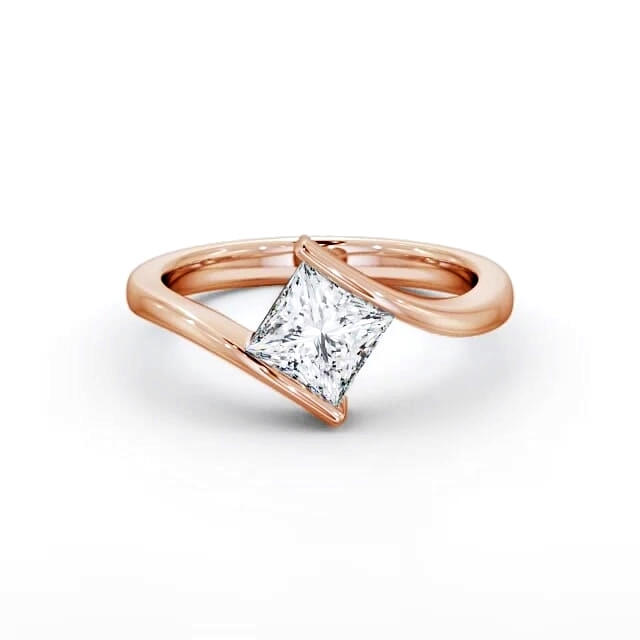 Princess Diamond Engagement Ring 18K Rose Gold Solitaire - Rylan ENPR32_RG_HAND