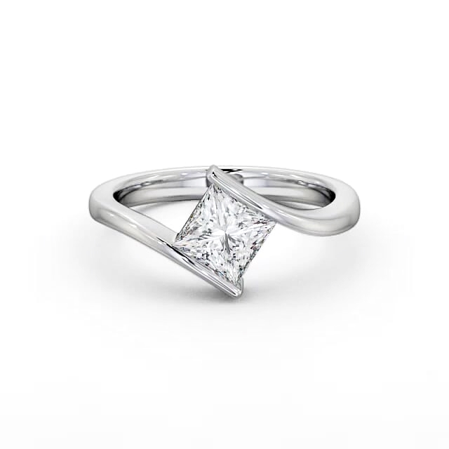 Princess Diamond Engagement Ring 18K White Gold Solitaire - Rylan ENPR32_WG_HAND