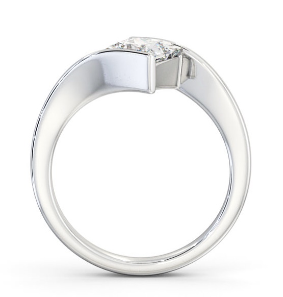 Princess Diamond Sweeping Band Engagement Ring 18K White Gold Solitaire ENPR32_WG_THUMB1