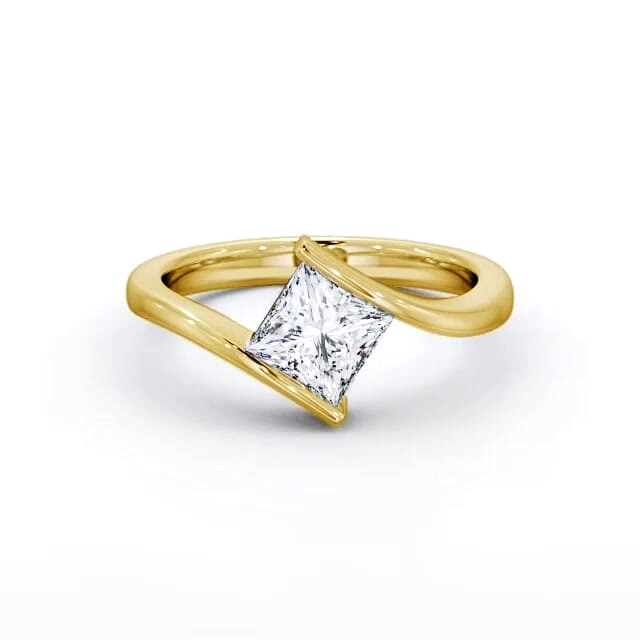 Princess Diamond Engagement Ring 18K Yellow Gold Solitaire - Rylan ENPR32_YG_HAND