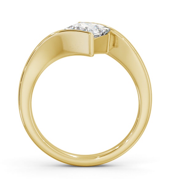 Princess Diamond Sweeping Band Engagement Ring 18K Yellow Gold Solitaire ENPR32_YG_THUMB1