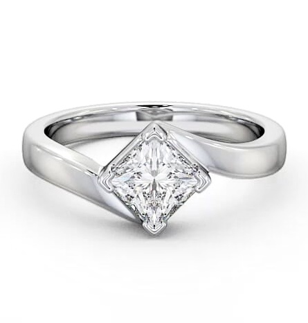 Princess Diamond Rotated Head Engagement Ring 18K White Gold Solitaire ENPR33_WG_THUMB2 