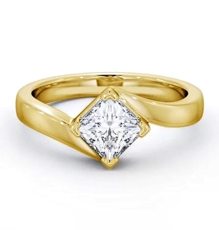 Princess Diamond Rotated Head Ring 18K Yellow Gold Solitaire ENPR33_YG_THUMB2 