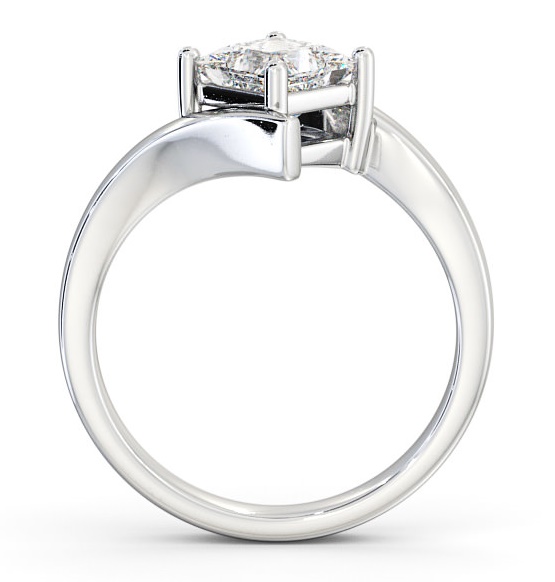 Princess Diamond Sweeping Band Engagement Ring 18K White Gold Solitaire ENPR34_WG_THUMB1
