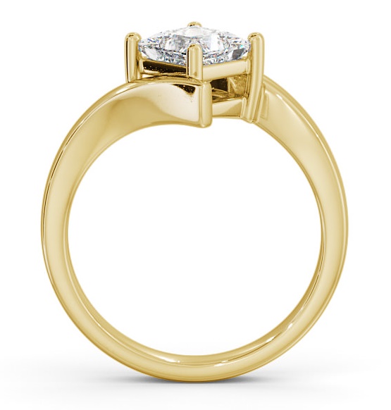Princess Diamond Sweeping Band Ring 18K Yellow Gold Solitaire ENPR34_YG_THUMB1 