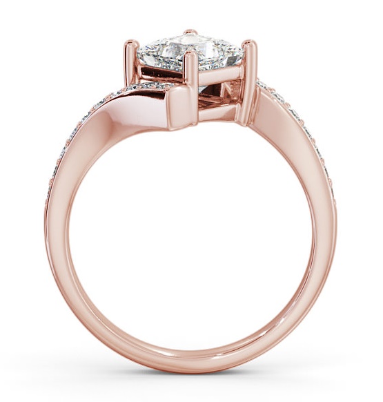 Princess Diamond Offset Band Engagement Ring 18K Rose Gold Solitaire with Channel Set Side Stones ENPR35_RG_THUMB1
