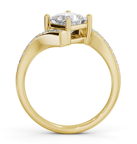 Princess Diamond Offset Band Engagement Ring 9K Yellow Gold Solitaire with Channel Set Side Stones ENPR35_YG_THUMB1