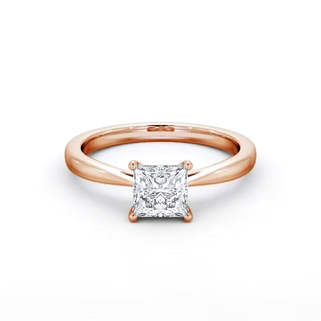 Princess Diamond Engagement Ring 18K Rose Gold Solitaire - Brennan ENPR39_RG_HAND