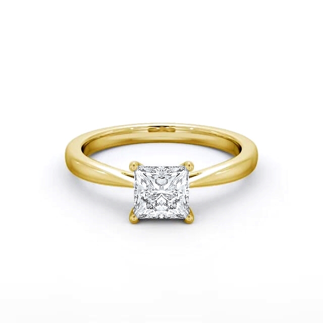 Princess Diamond Engagement Ring 18K Yellow Gold Solitaire - Brennan ENPR39_YG_HAND