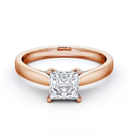 Princess Diamond with Diamond Set Bridge Ring 18K Rose Gold Solitaire ENPR41_RG_THUMB1