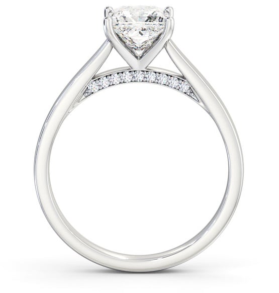 Princess Diamond with Diamond Set Bridge Ring 18K White Gold Solitaire ENPR41_WG_THUMB1 