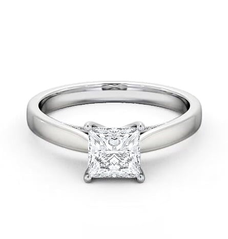Princess Diamond with Diamond Set Bridge Ring Platinum Solitaire ENPR41_WG_THUMB1