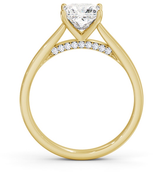 Princess Diamond with Diamond Set Bridge Ring 9K Yellow Gold Solitaire ENPR41_YG_THUMB1 