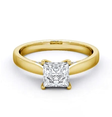 Princess Diamond with Diamond Set Bridge Ring 9K Yellow Gold Solitaire ENPR41_YG_THUMB1
