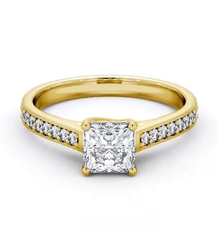 Princess Diamond 4 Prong Engagement Ring 18K Yellow Gold Solitaire ENPR42S_YG_THUMB1