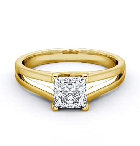 Princess Diamond Split Band Engagement Ring 9K Yellow Gold Solitaire ENPR43_YG_THUMB1