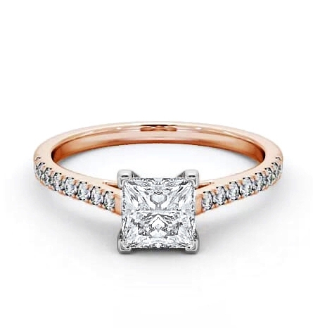 Princess Diamond Squared Prong Ring 18K Rose and White Gold Solitaire ENPR44_RWG_THUMB1